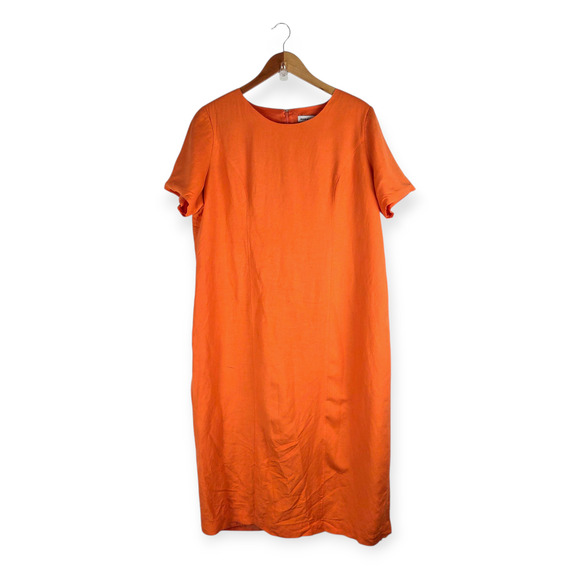 Vintage Jessica‎ London Tangerine Orange Linen Blend Short Sleeve Maxi Dress 16W - Picture 1 of 9